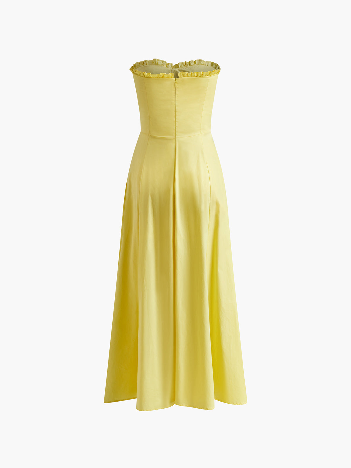 Strapless A-Line Dress - Ruffled Yellow Dress