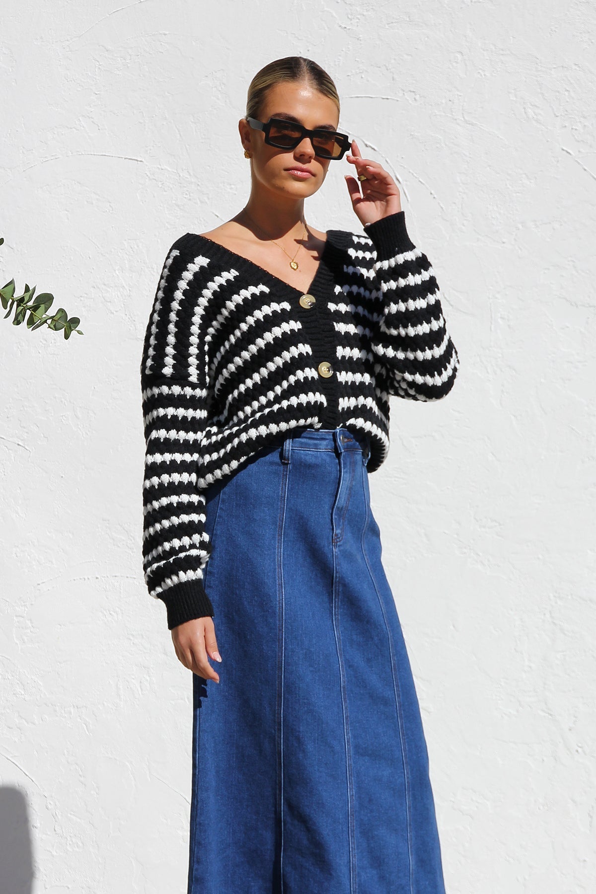 Classic Midi Skirt - Seam Detail, Denim