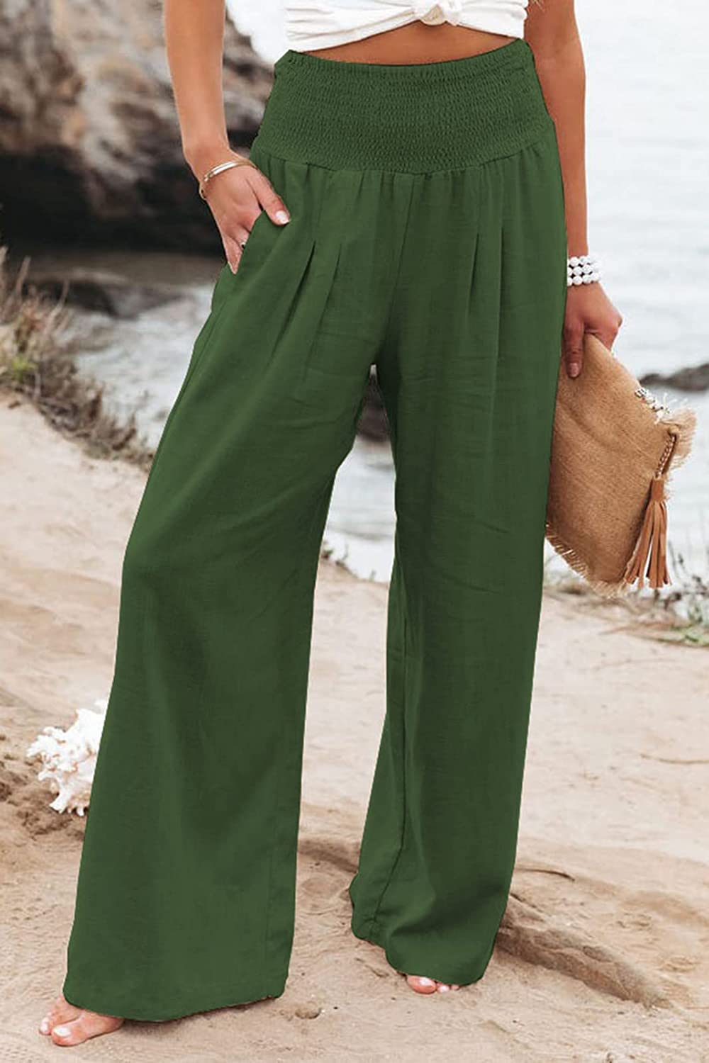 Wide-Leg Trousers - High-Waisted, Flowing Fit