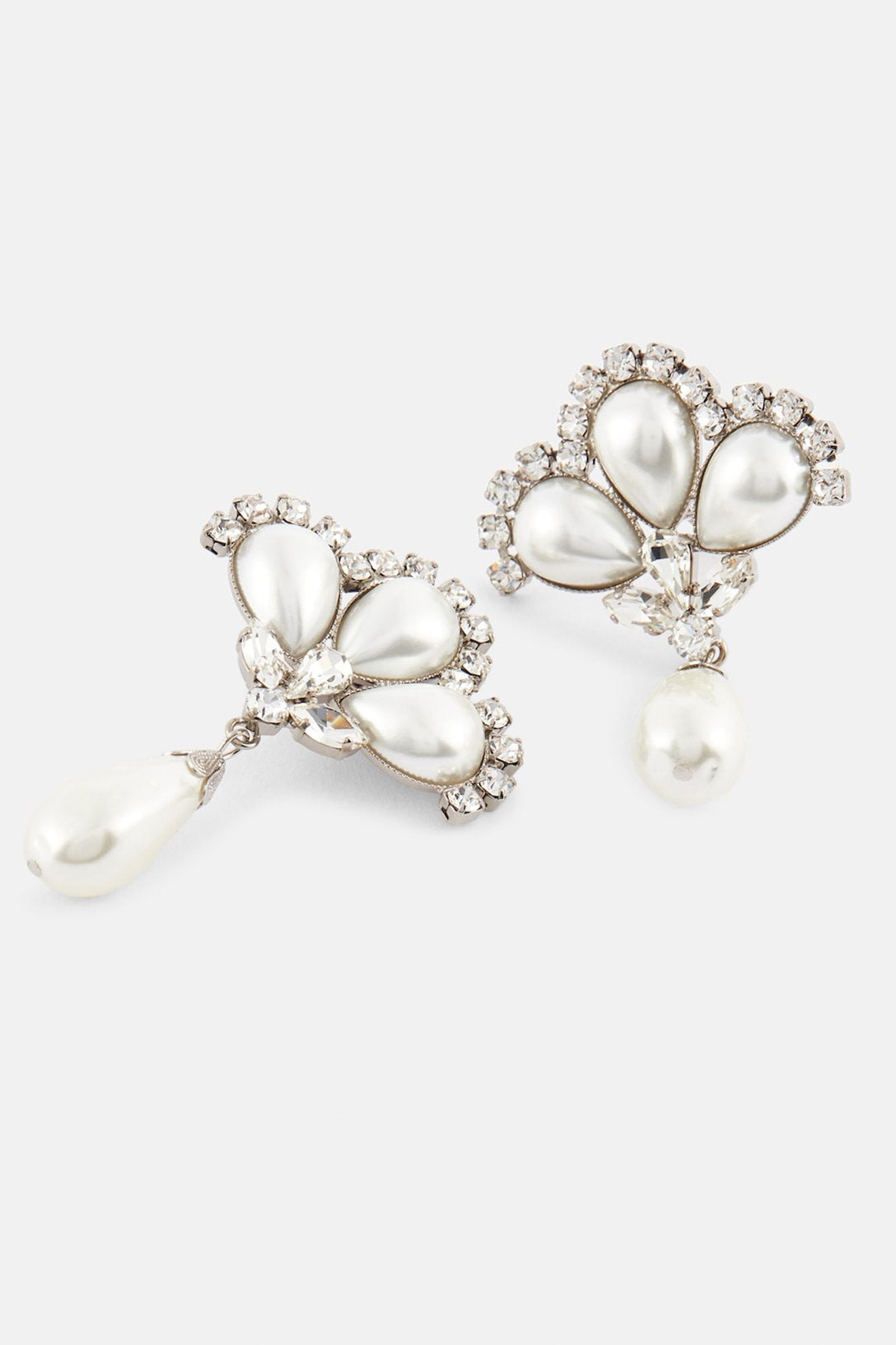 Teardrop Pearl Drop Earrings - Crystal Fan