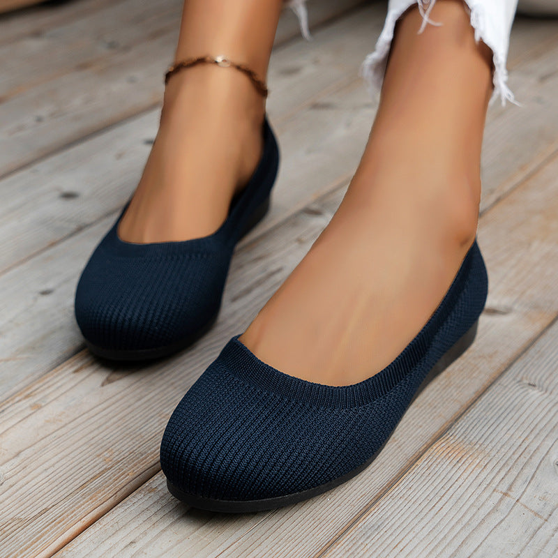 Knit Ballet Flats - Cushioned Comfort, Lightweight