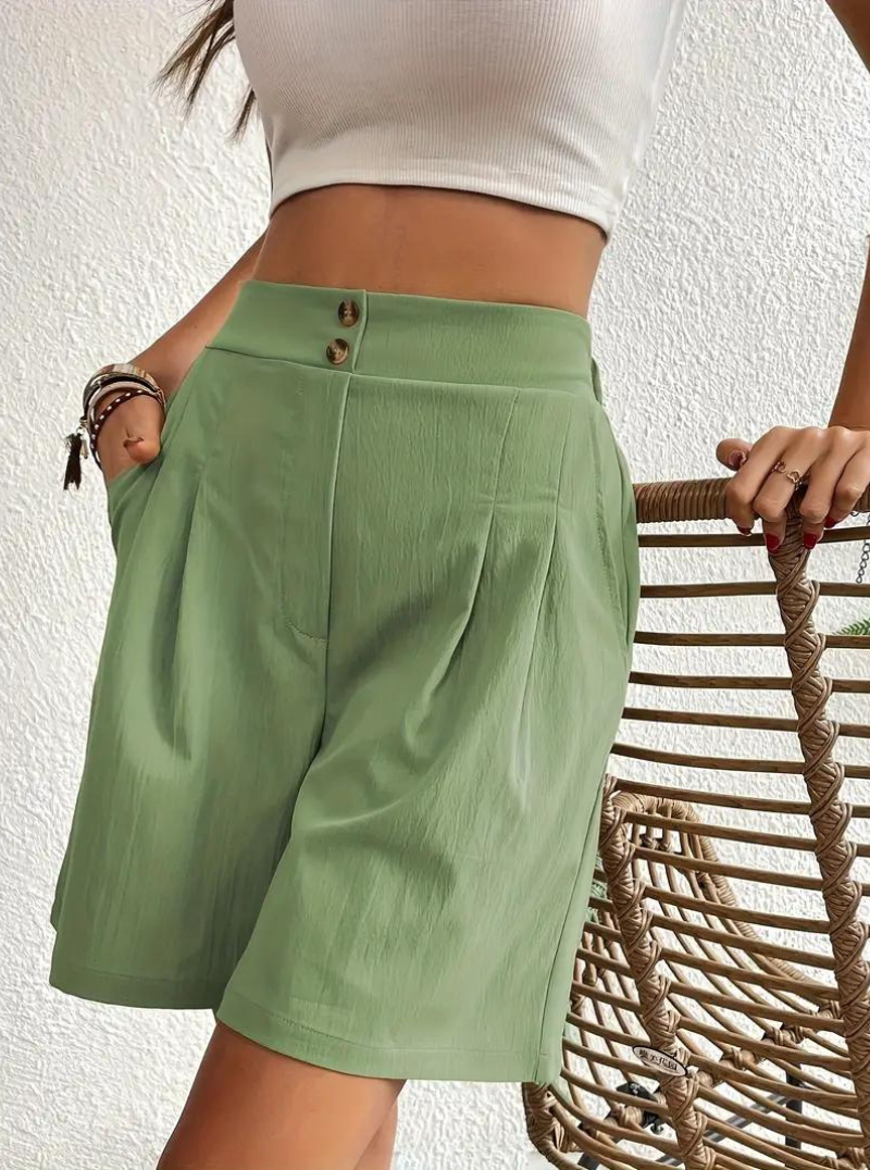 Women's High-Waist Pleated Shorts with Pockets – Versatile Style-82558-0862769f-ab66-4361-a681-6da2dcc89e8e