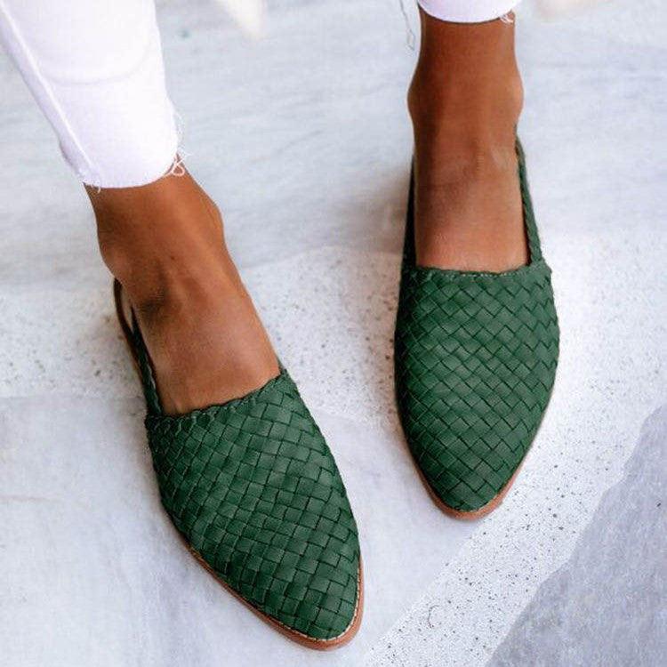 Woven Slip-On Shoes - Open Back, Pointed Toe