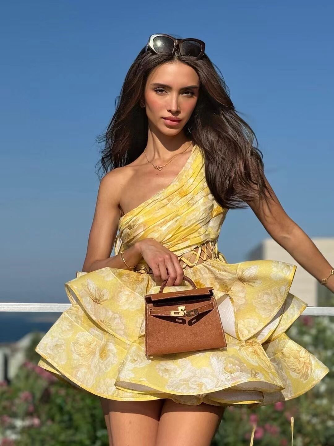 Women's One-Shoulder Floral Print Maxi Dress with Ruffled Asymmetrical Hem-83680-08f961a1-0098-437a-91b8-044663a44710