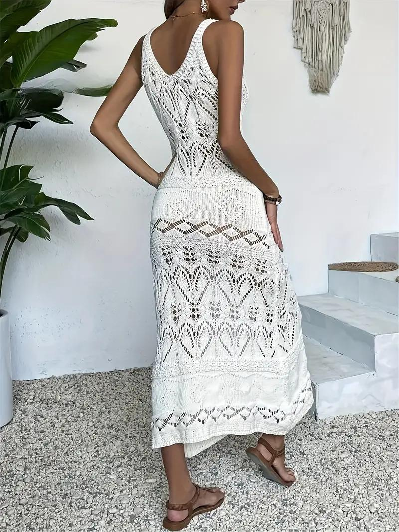 Open-Knit Sleeveless Maxi Dress