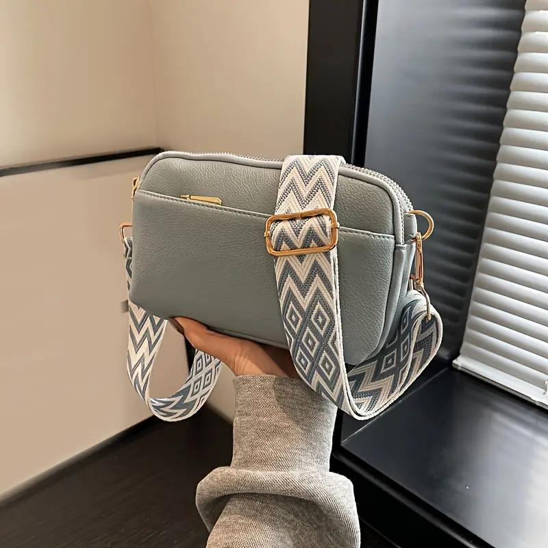 Patterned Strap Crossbody Bag with Gold Hardware