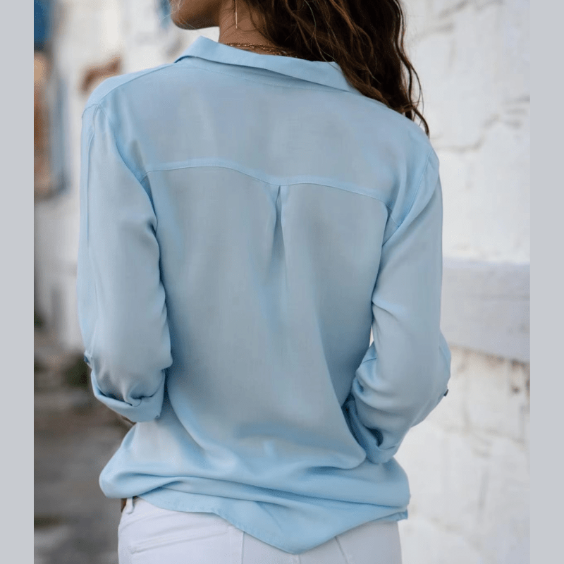 Relaxed Button-Up Blouse - Lightweight Cotton Blend