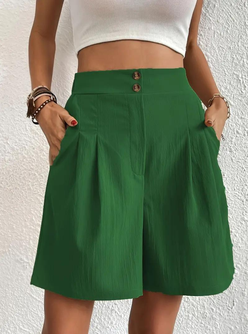 Women's High-Waist Pleated Shorts with Pockets – Versatile Style-82558-11597f8a-eb56-40e0-ab78-6c8043ad3701