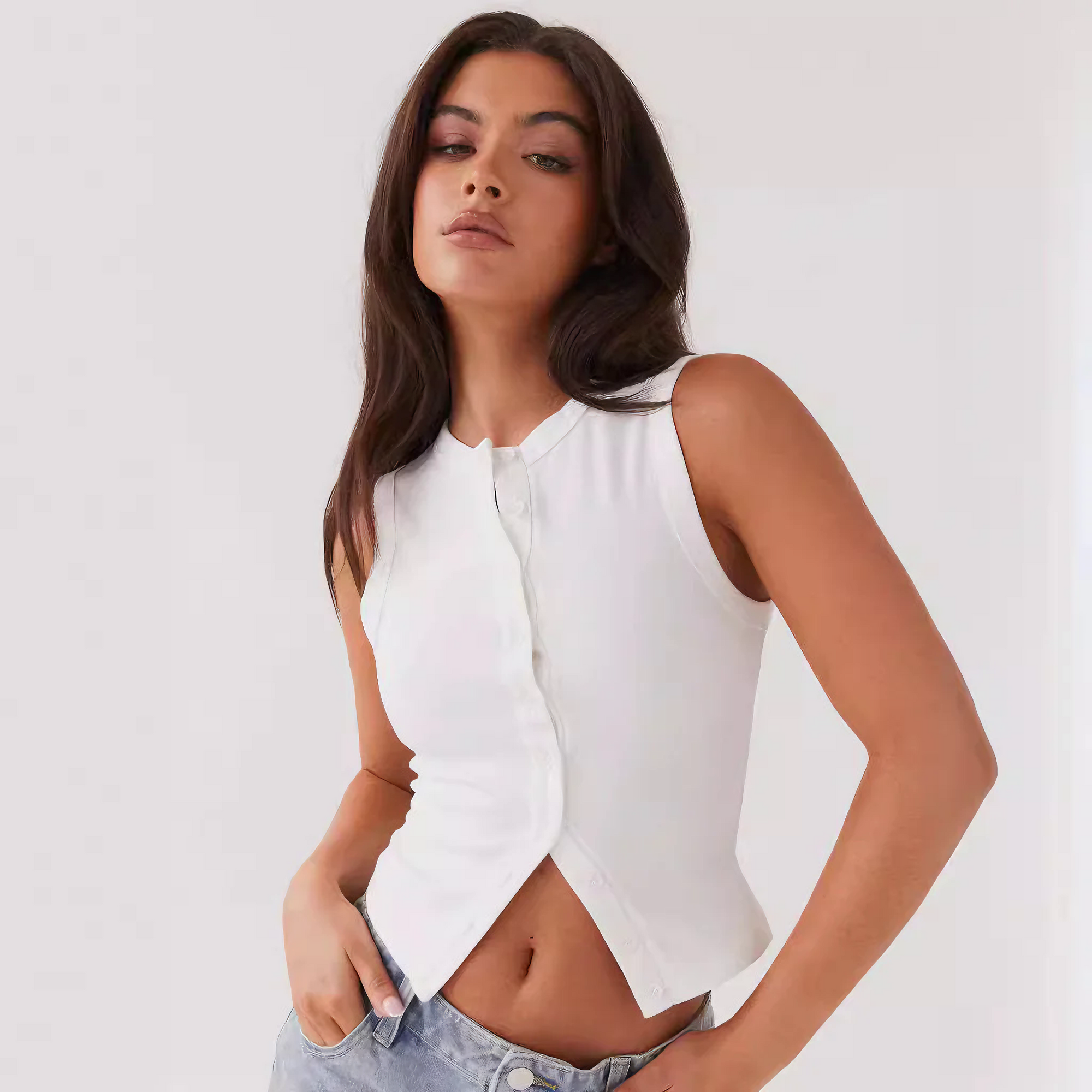 Women's Sleeveless Ribbed Knit Button-Down Dress – Versatile Modern Style-83523-1252bbd2-2925-4031-b905-82718977b605