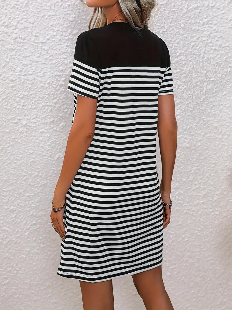 Striped A-Line Dress with Heart Detail