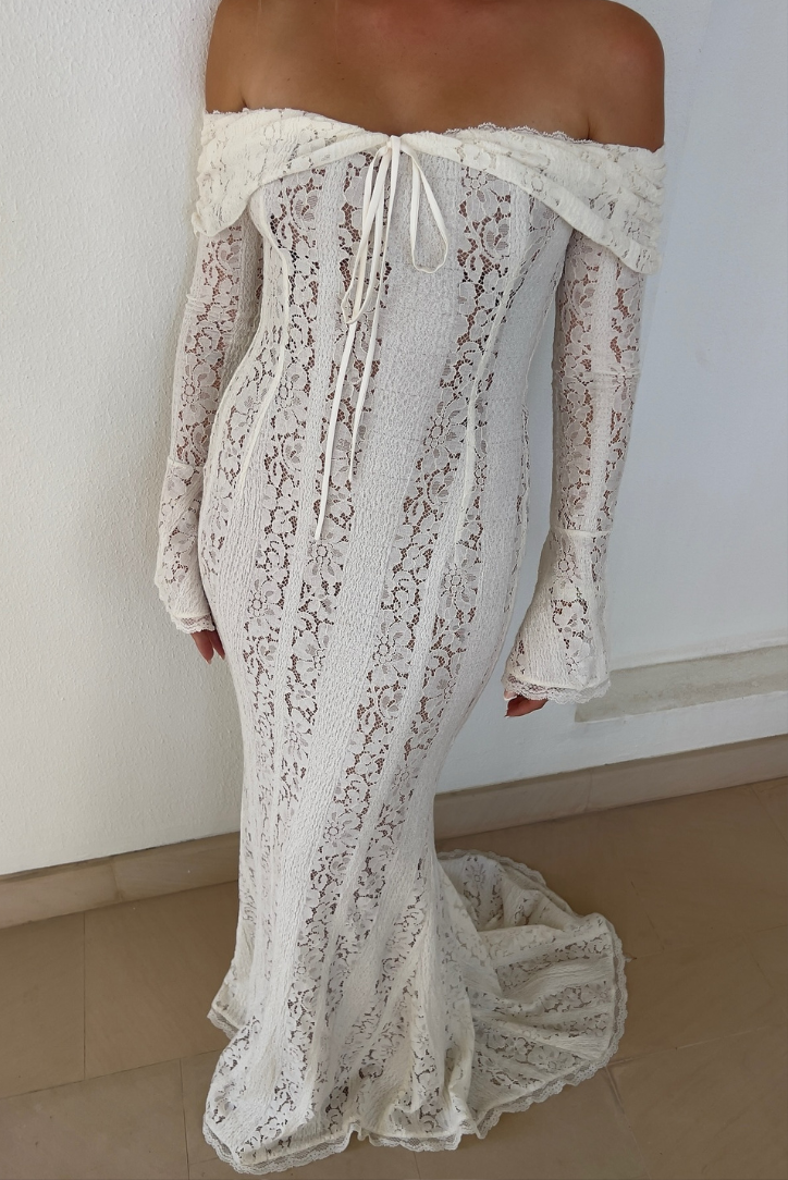 Women's Off-Shoulder Lace Dress – Long Sleeve Elegant Occasion Gown-83555-138b8daa-5d68-4e30-a63e-758e86066bbe