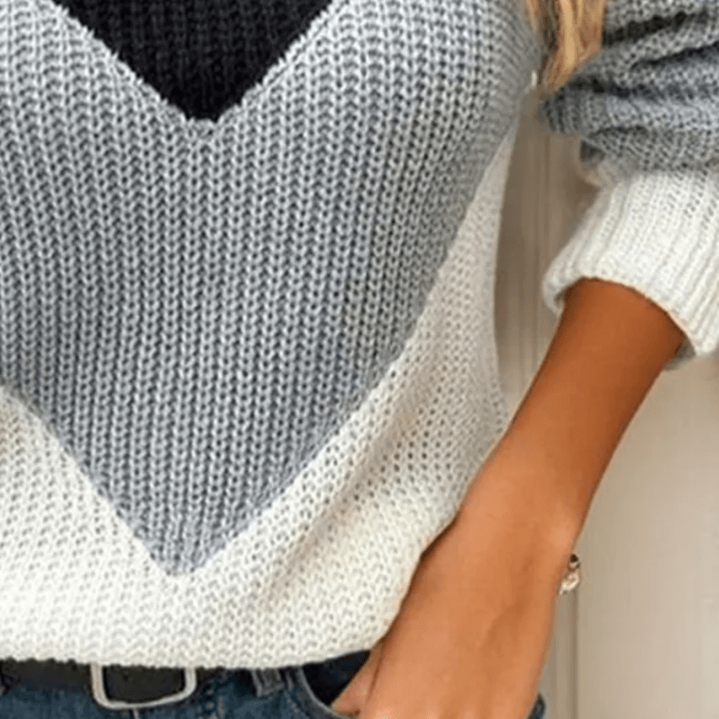 Chevron Half-Zip Chunky Knit Sweater