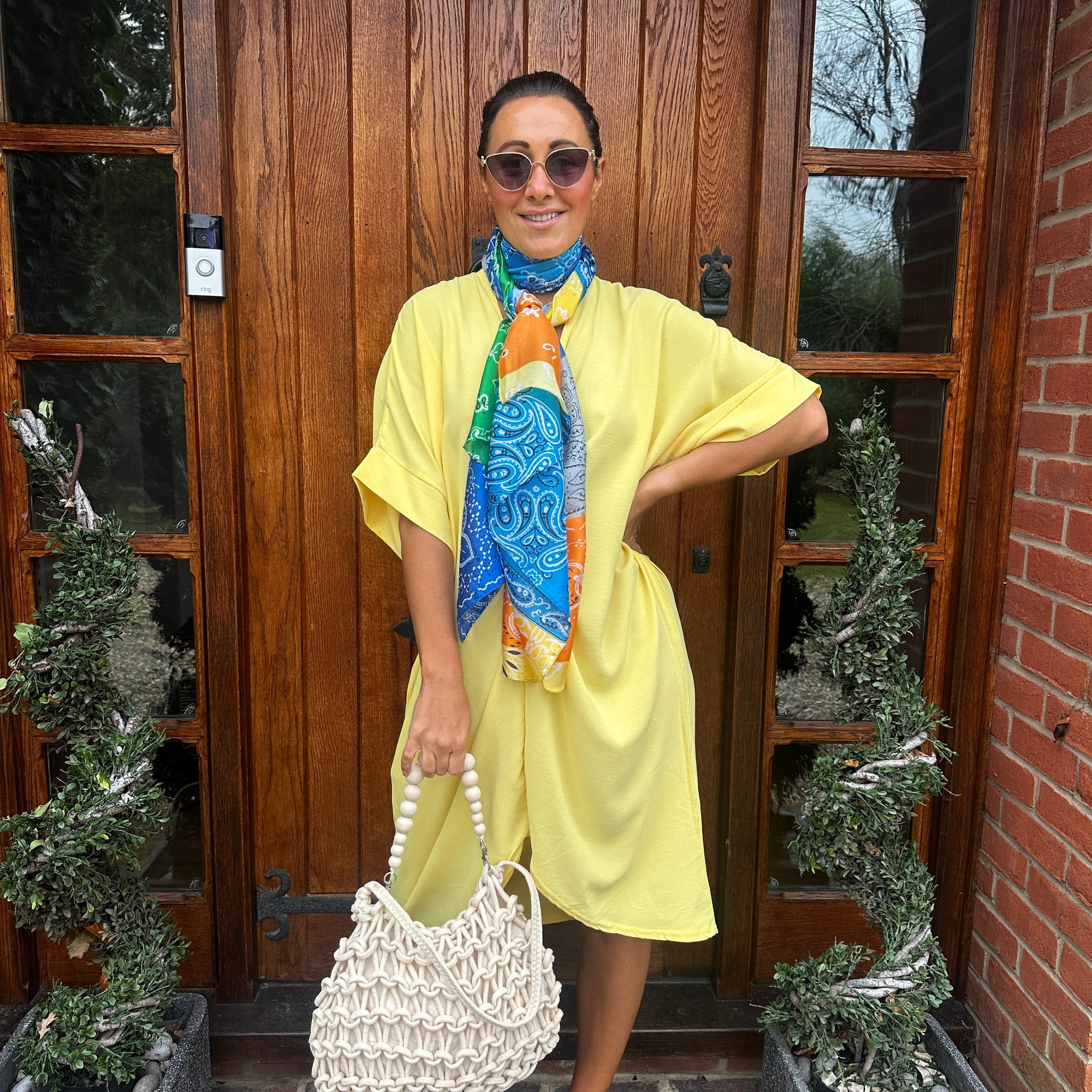 Knot-Waist Dress with Asymmetrical Hem