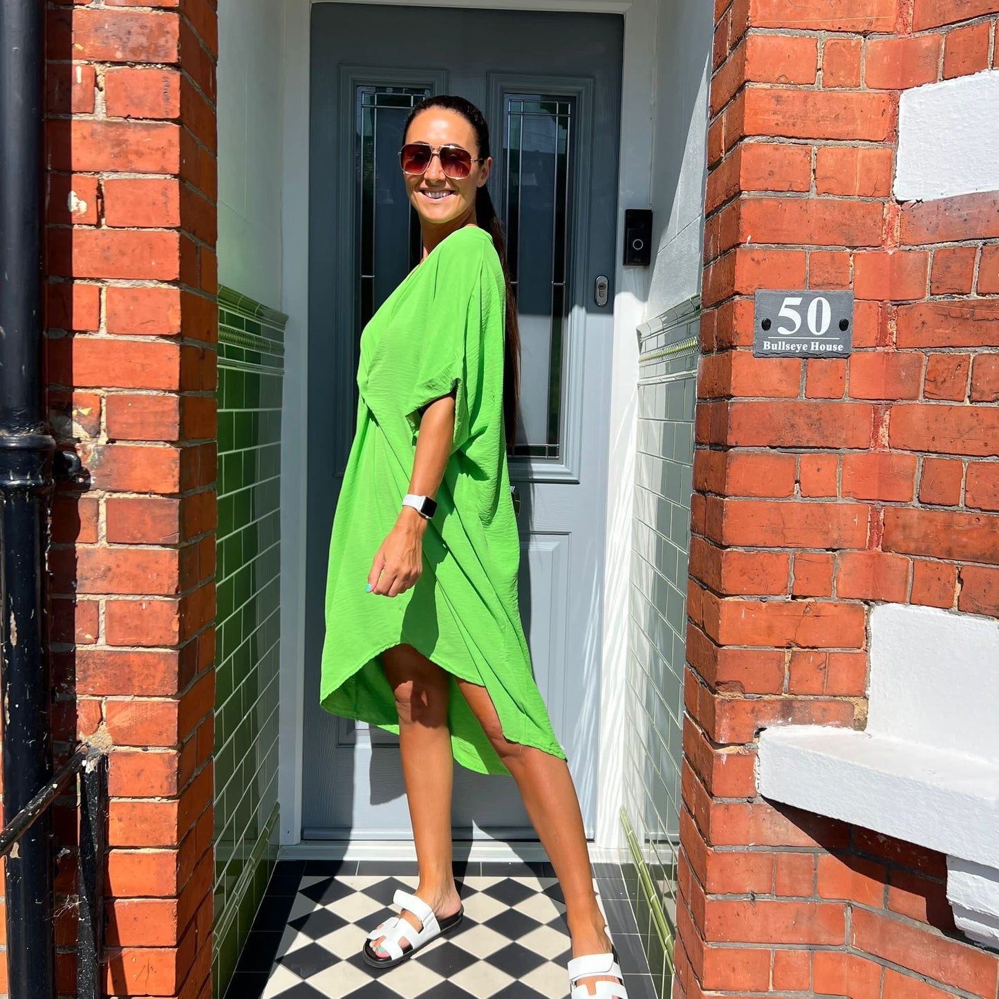 Knot-Waist Dress with Asymmetrical Hem