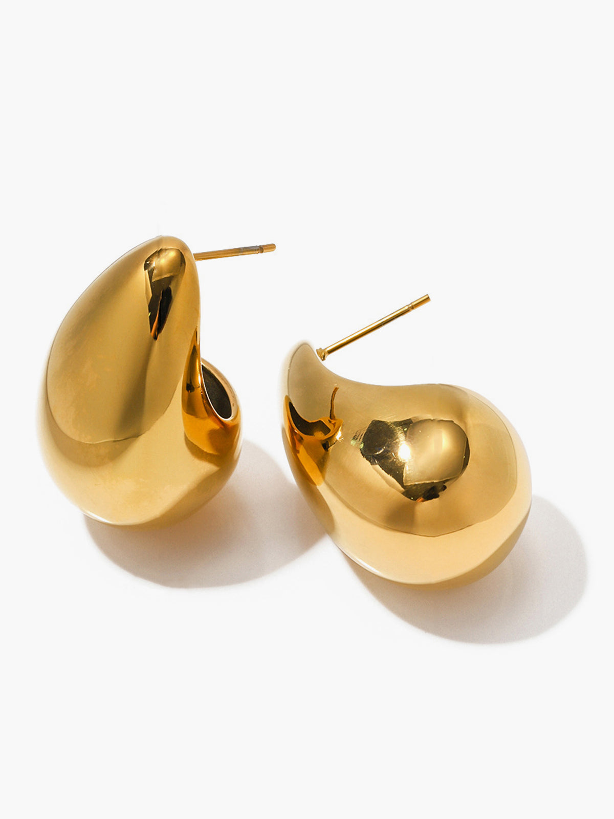 Sculptural Teardrop Earrings - Polished Metal