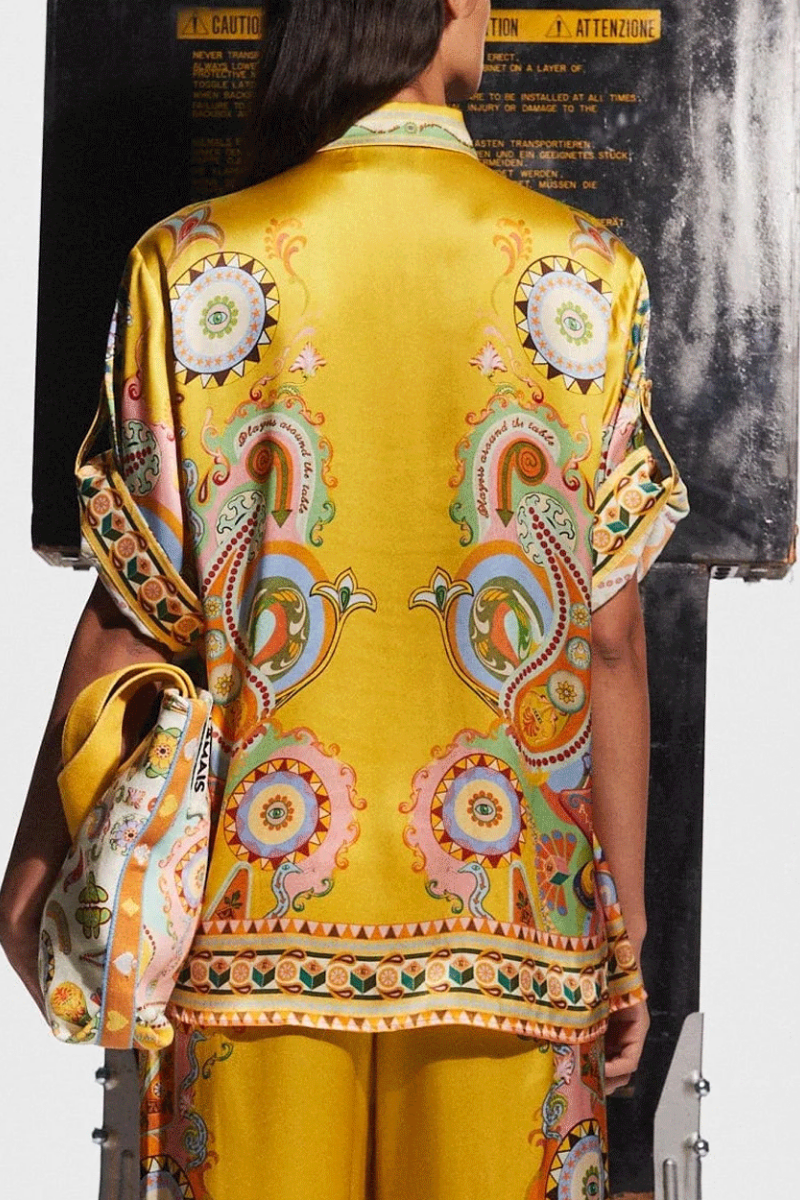 Paisley Silk Blend Two-Piece Pants Set