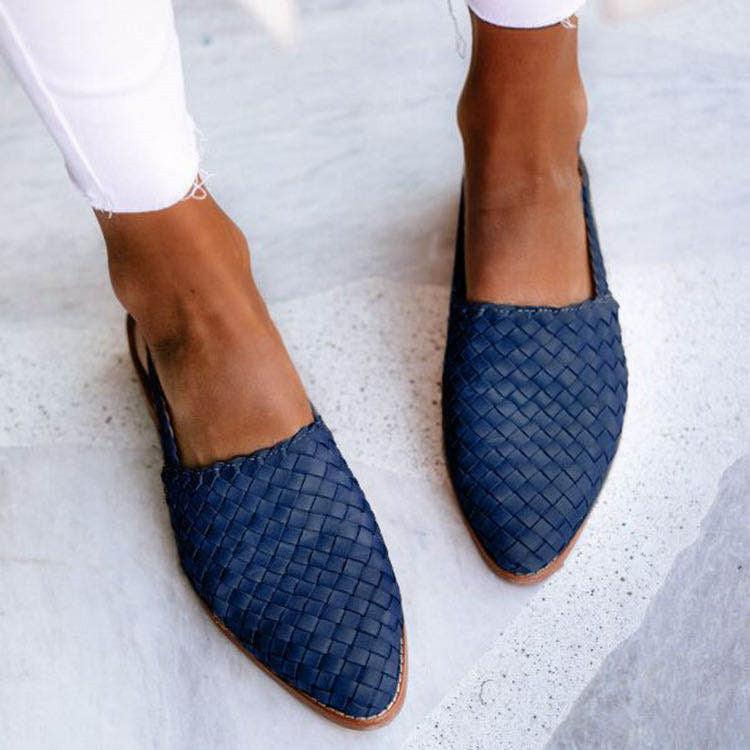 Woven Slip-On Shoes - Open Back, Pointed Toe