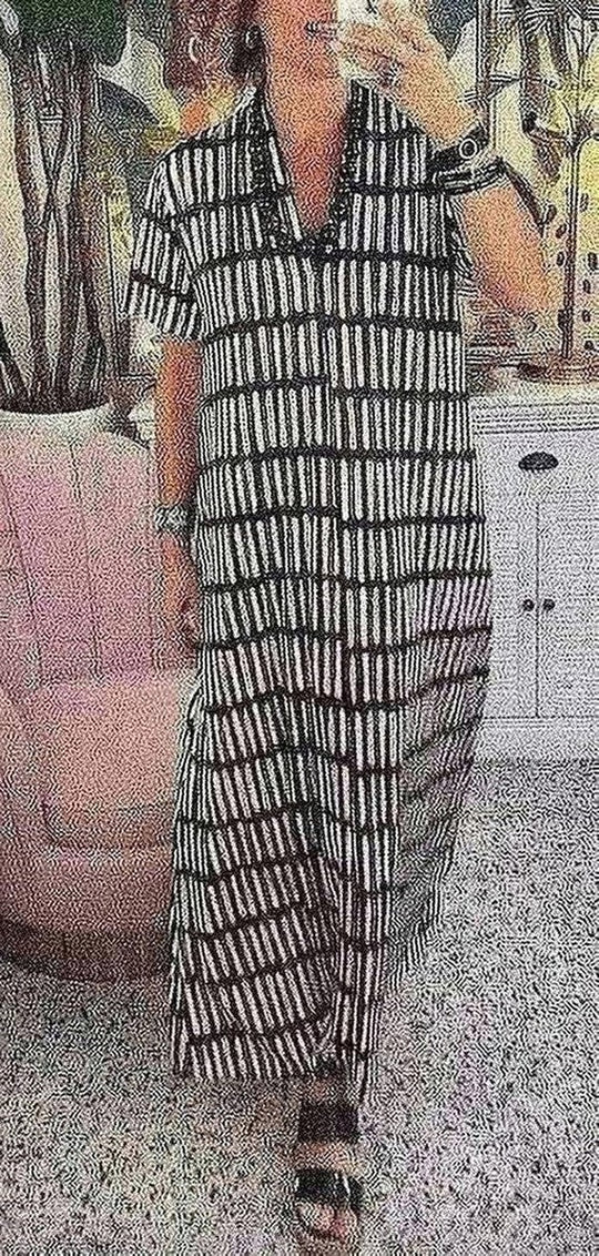 Striped Button-Down Summer Dress - Short Sleeve