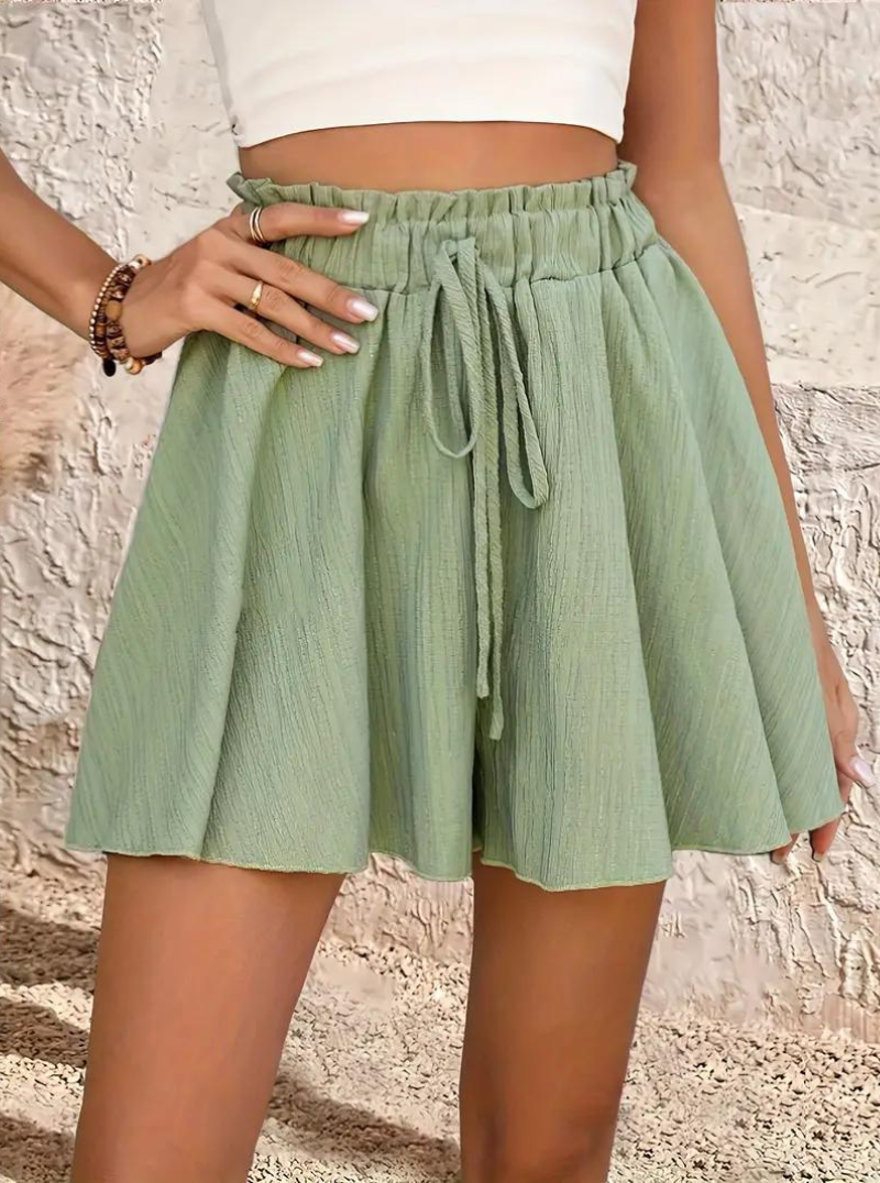Relaxed Fit Flared High-Waisted Shorts
