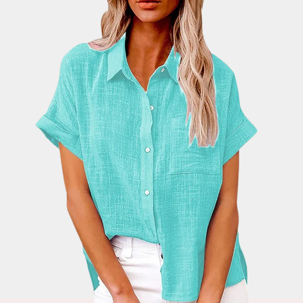 Relaxed Fit Button-Down Top - Cuffed Sleeves
