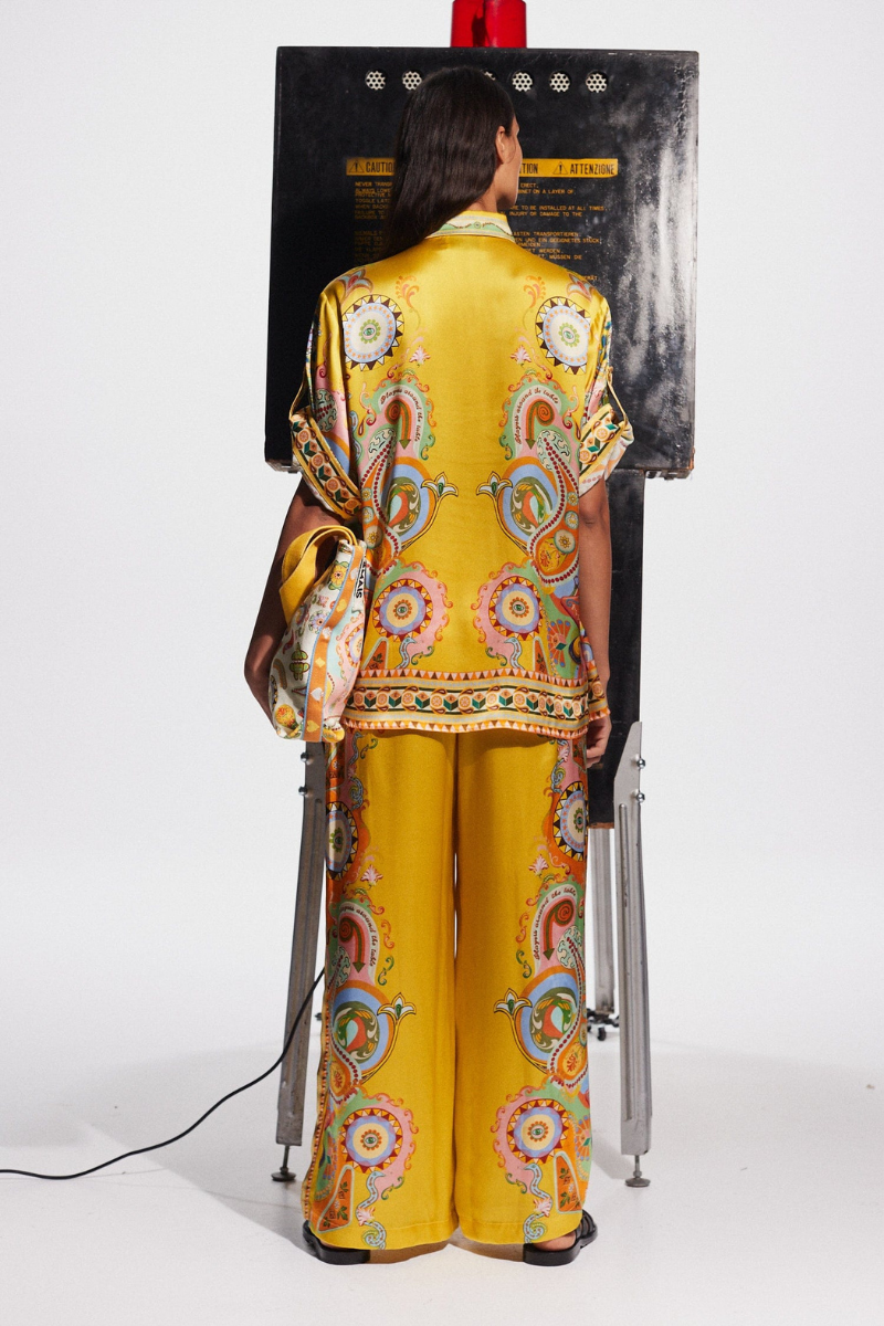 Paisley Silk Blend Two-Piece Pants Set