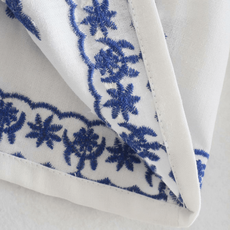 Bohemian Embroidered Cotton Button-Down Jacket