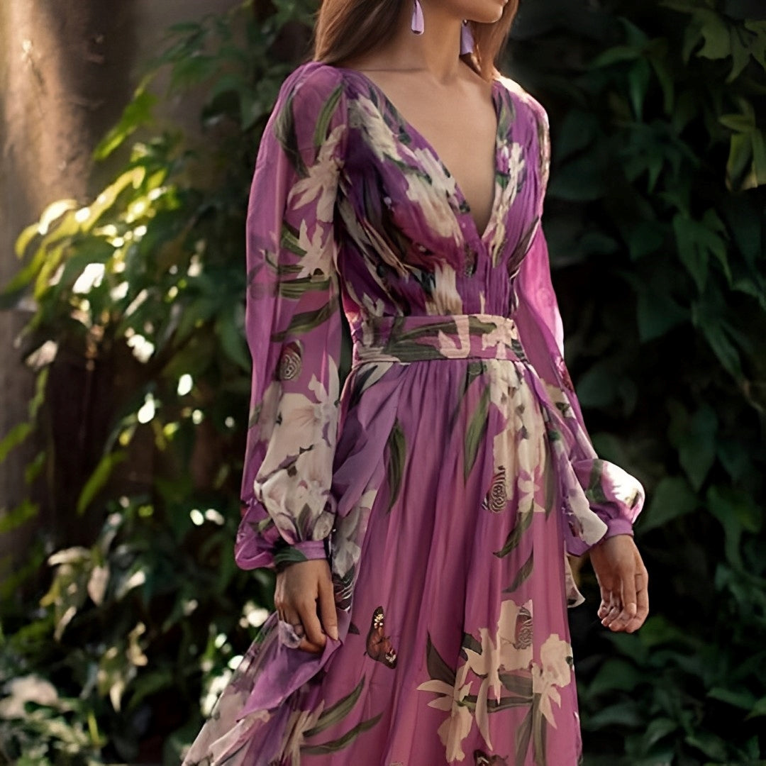 Rachel | Women’s Lightweight Floral Chiffon Dress with Flowy Fit - Image 3