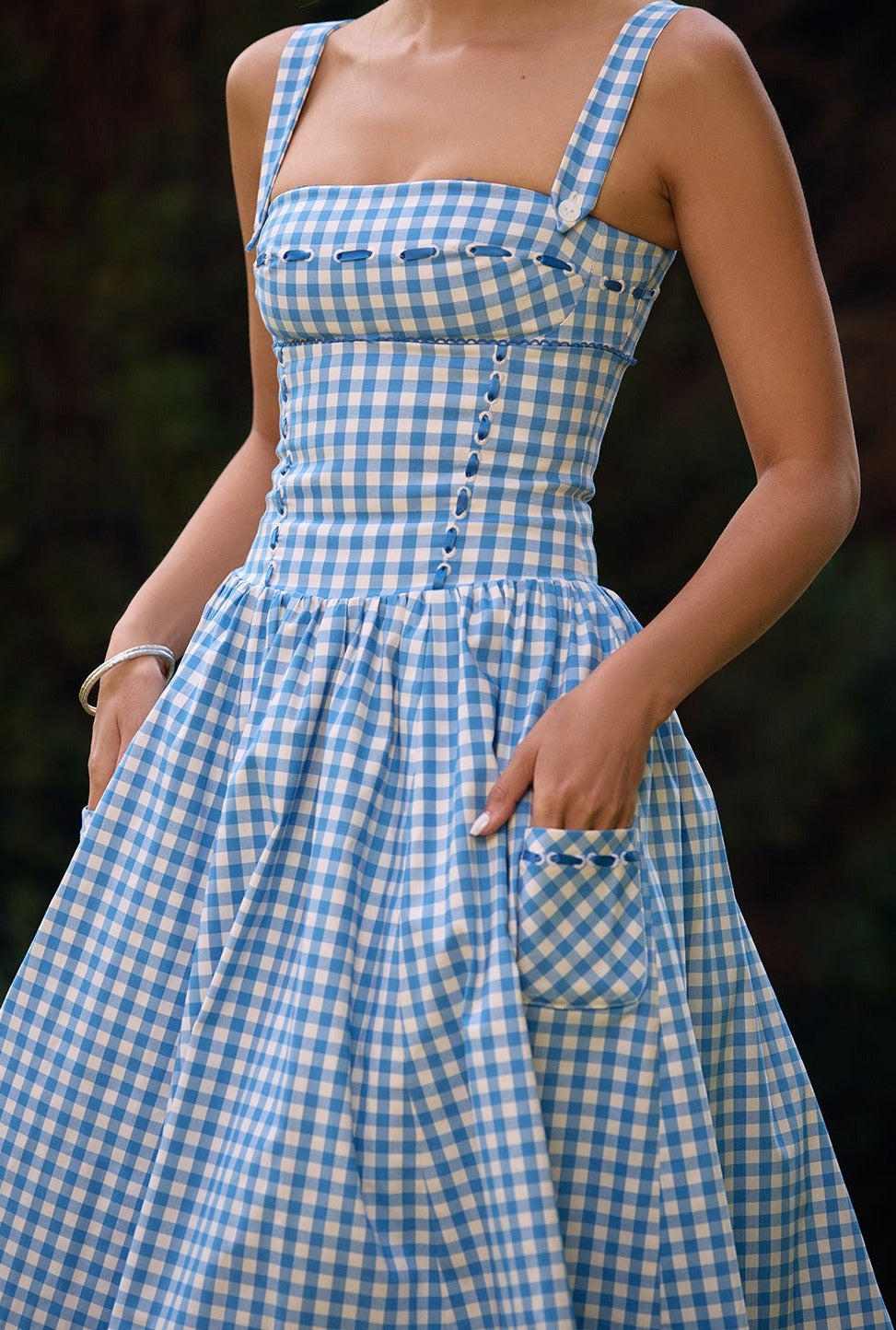 Women's Gingham Dress – Square Neck, Button Front, Classic Style-83592-278bf64e-4581-4afb-b158-7d26e6397d04