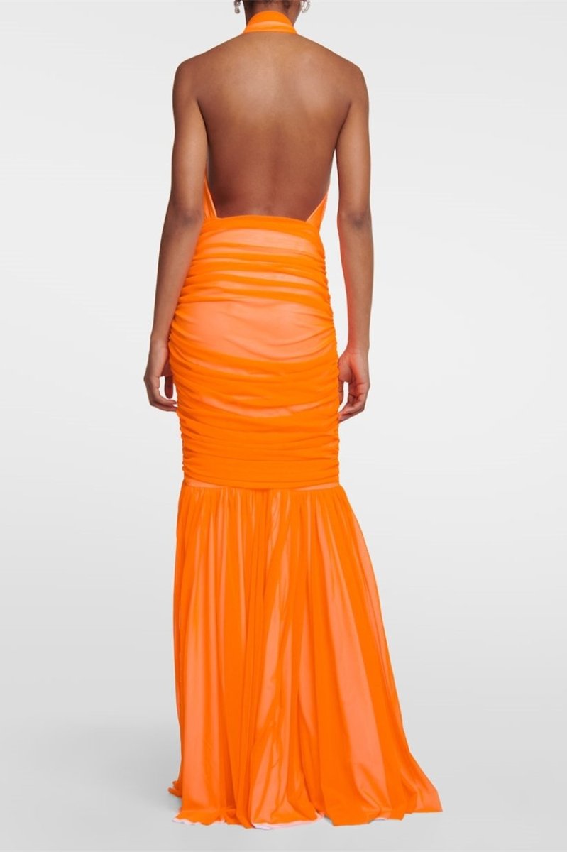 Halter Keyhole Floor-Length Cocktail Dress