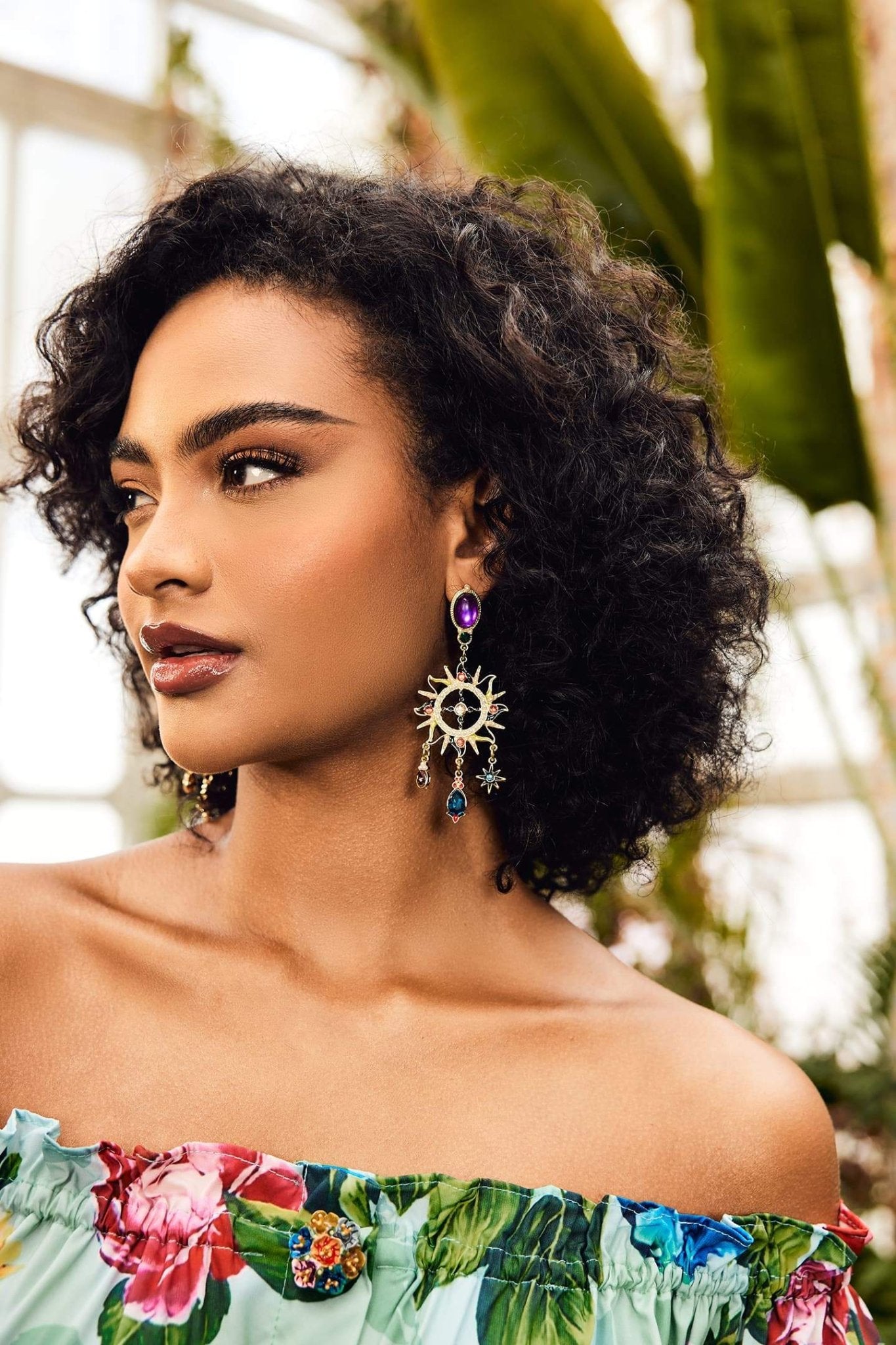 Sunburst Gemstone Dangle Earrings