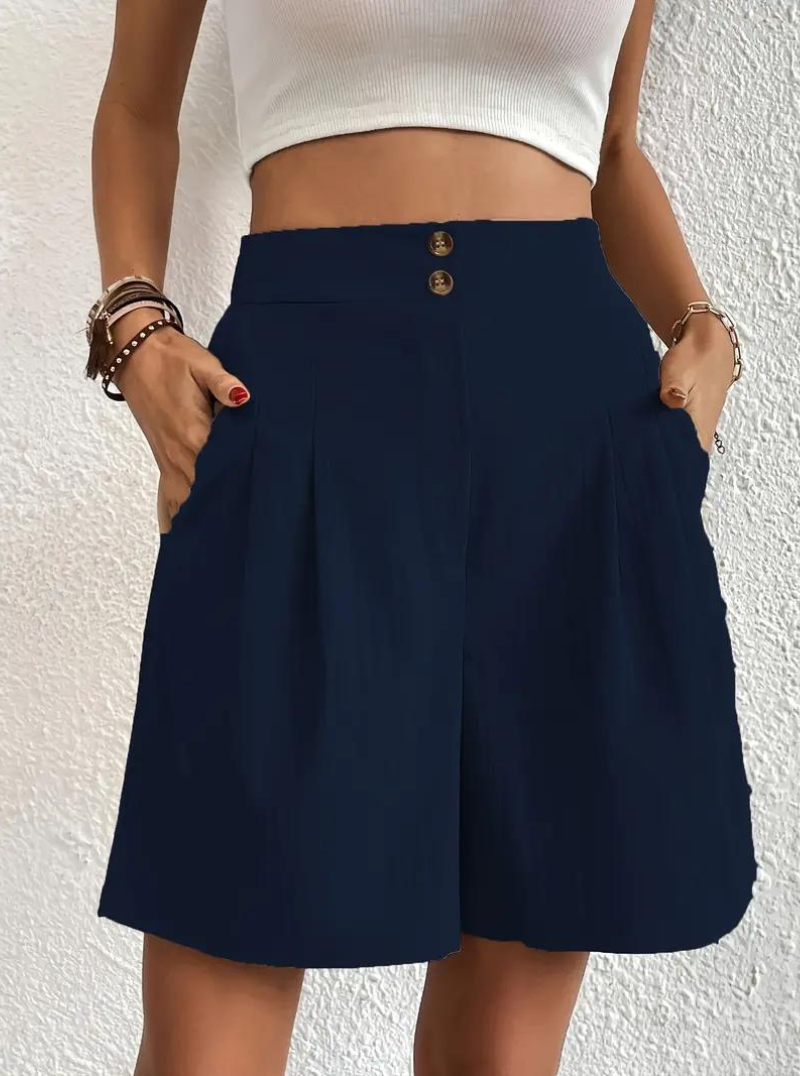 Women's High-Waist Pleated Shorts with Pockets – Versatile Style-82558-2af8b784-dd3a-403a-a034-97b7fb21e7a0