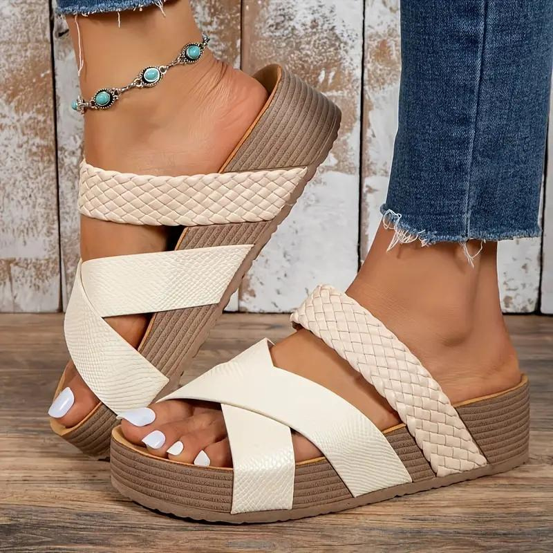 Woven Platform Sandals - Braided Strap Detail