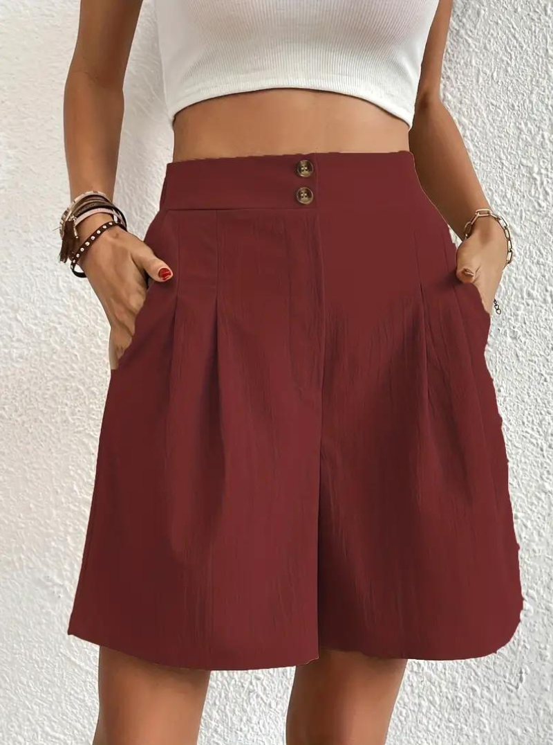 Women's High-Waist Pleated Shorts with Pockets – Versatile Style-82558-2d04b58b-d959-47a6-8866-17ba9f458c6e