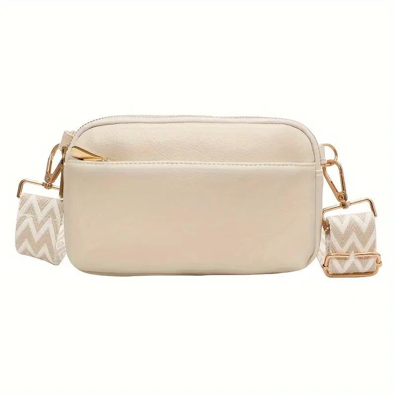 Patterned Strap Crossbody Bag with Gold Hardware