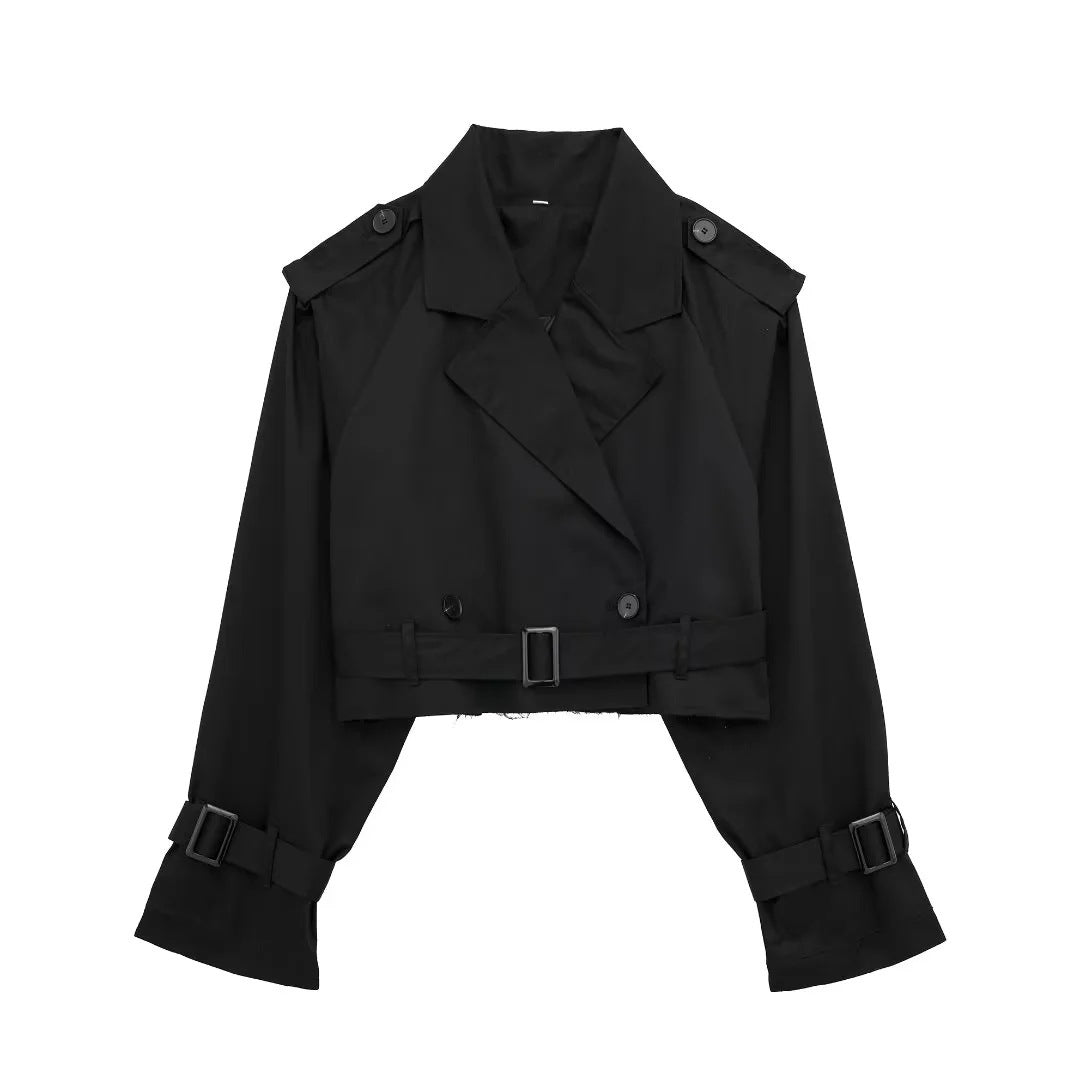 Cropped Double-Breasted Trench Coat