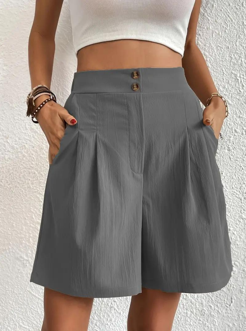 Women's High-Waist Pleated Shorts with Pockets – Versatile Style-82558-2f94d5e1-60df-4163-bb9a-831976bd9d65