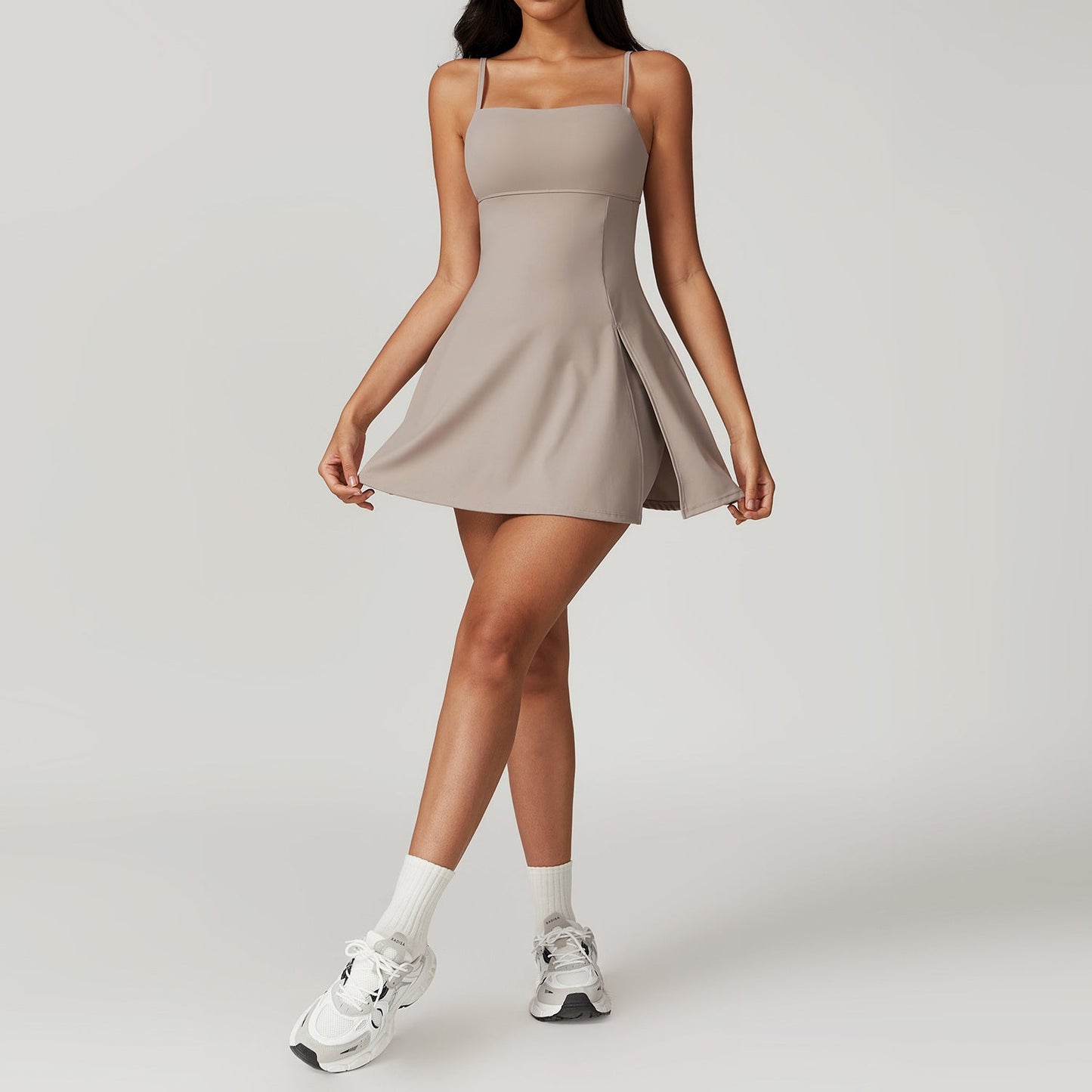 A-Line Dress with Built-In Shorts & Slit