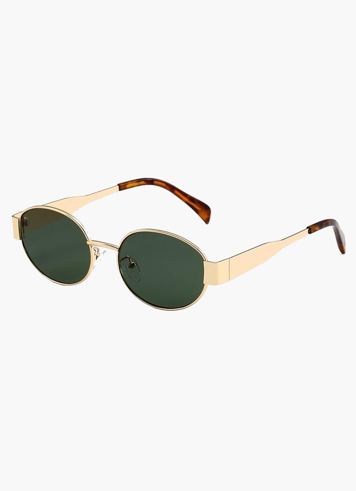 Oval Sunglasses - Gold Frame, Two-Tone Temples