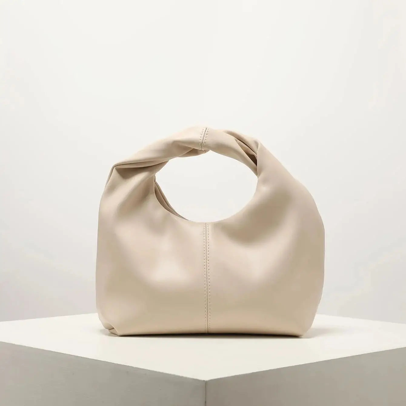 Sculpted Handle Handbag - Modern Minimalist