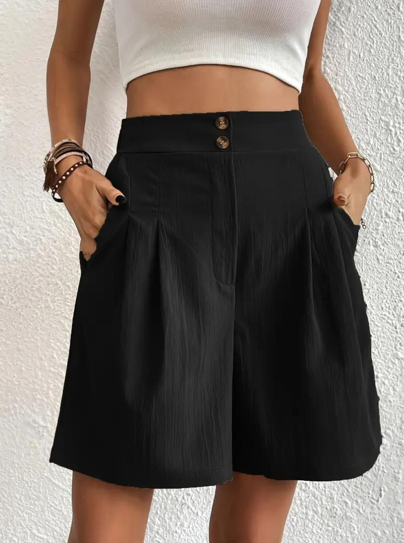Women's High-Waist Pleated Shorts with Pockets – Versatile Style-82558-343ef857-7af0-48cc-979c-62bcd7023431