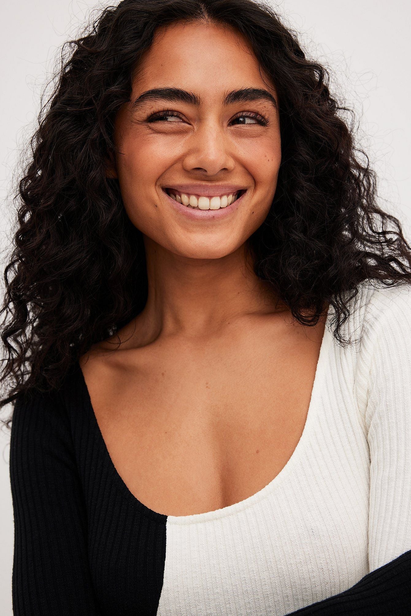 Asymmetrical Color Block Knit Midi Dress