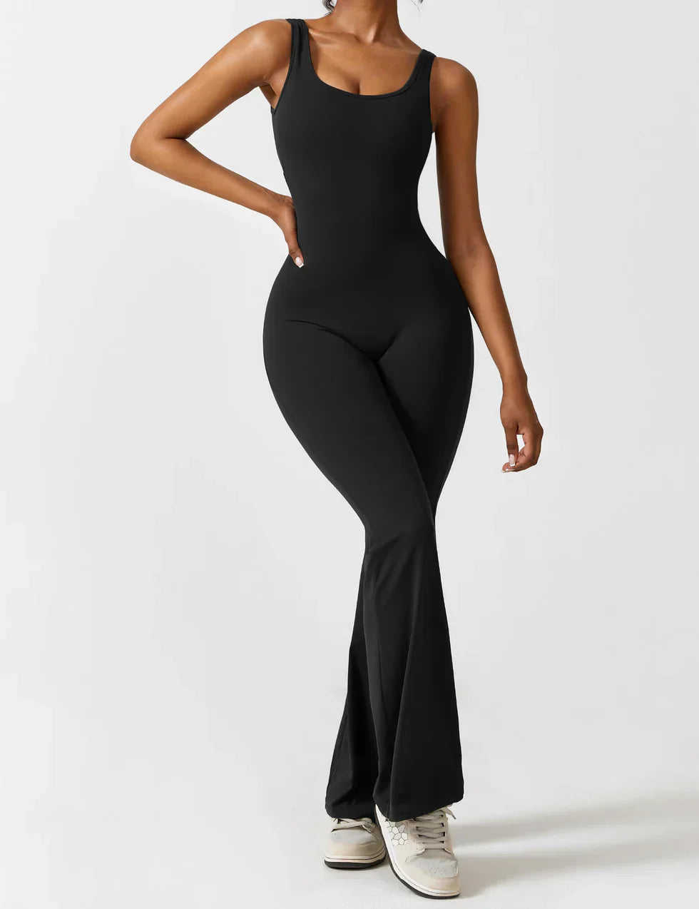 Women's Sleeveless Jumpsuit – Open Back, Flare Leg, Form-Fitting, Stretchy-83507-3d6de437-e38b-4941-8106-b8a5bf298d7f