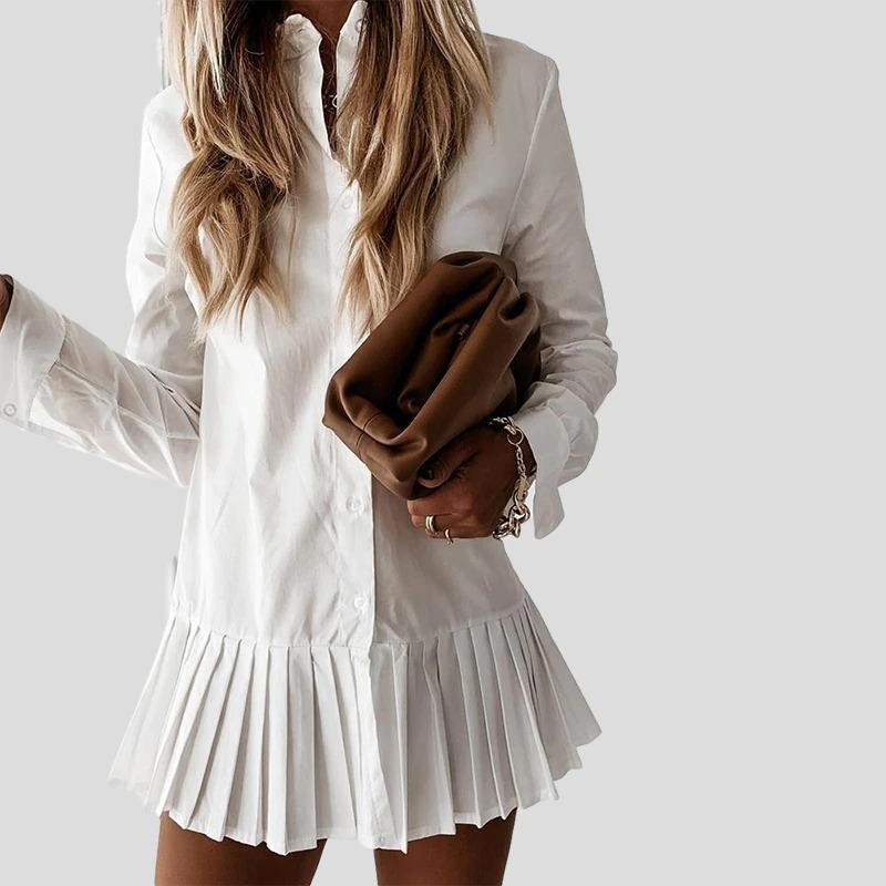Pleated Shirt Dress - Button-Down Modern Classic