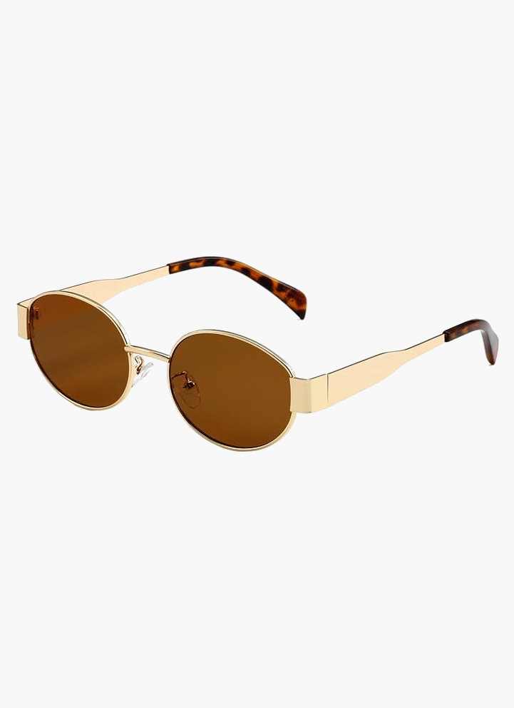 Oval Sunglasses - Gold Frame, Two-Tone Temples