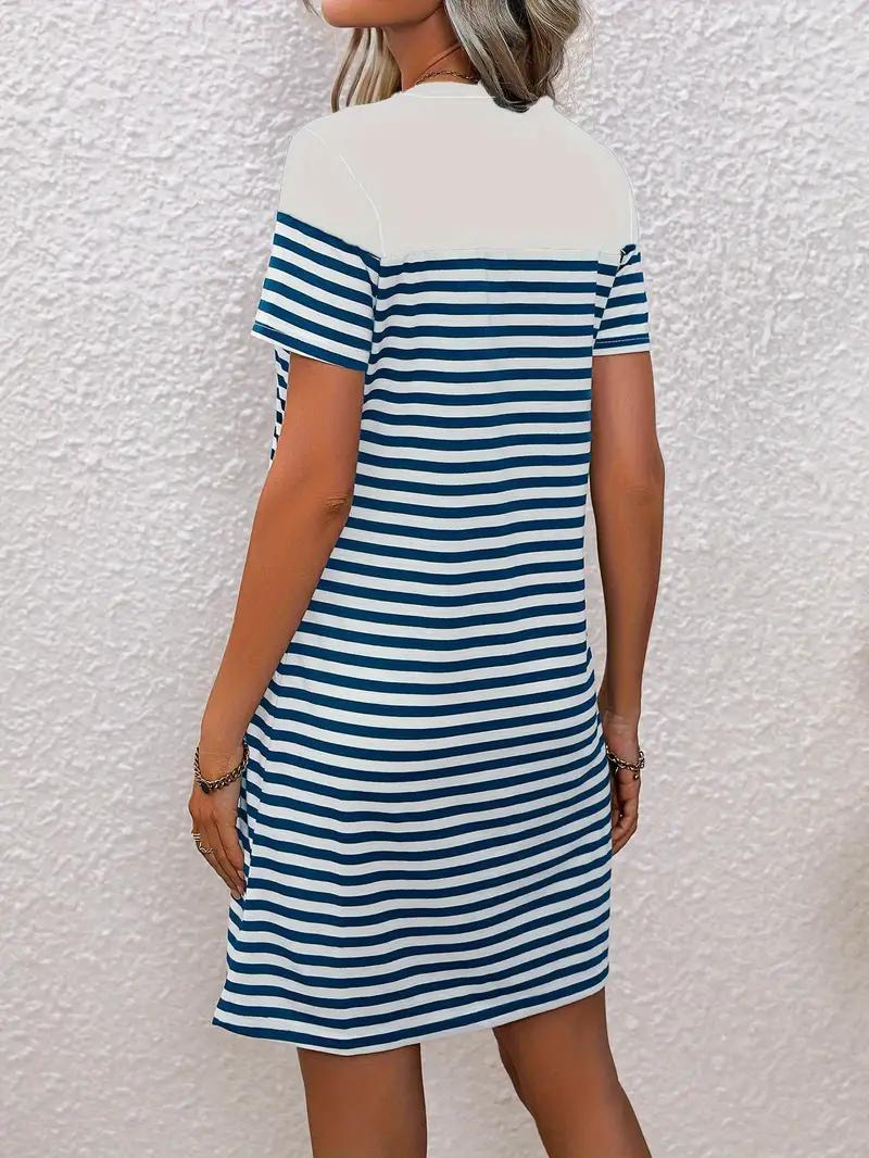 Striped A-Line Dress with Heart Detail