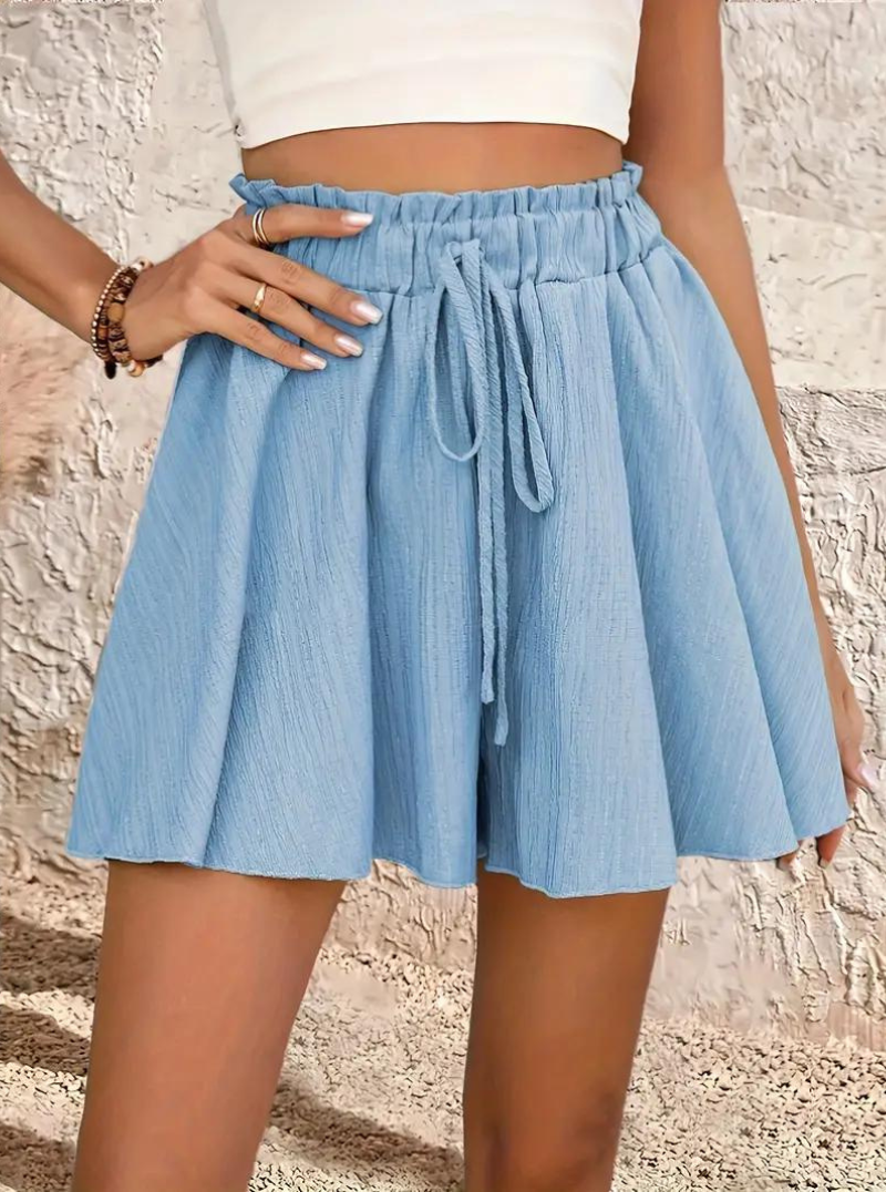 Relaxed Fit Flared High-Waisted Shorts
