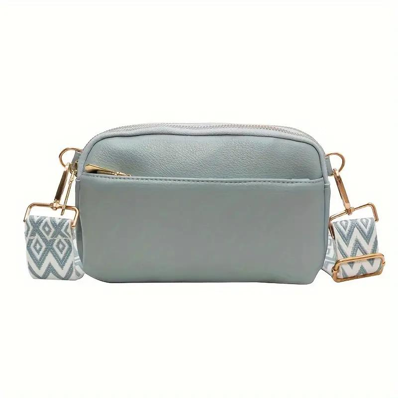 Patterned Strap Crossbody Bag with Gold Hardware
