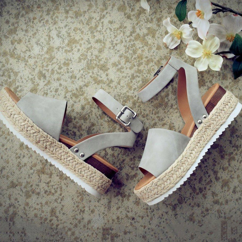 Woven Platform Ankle Strap Sandals