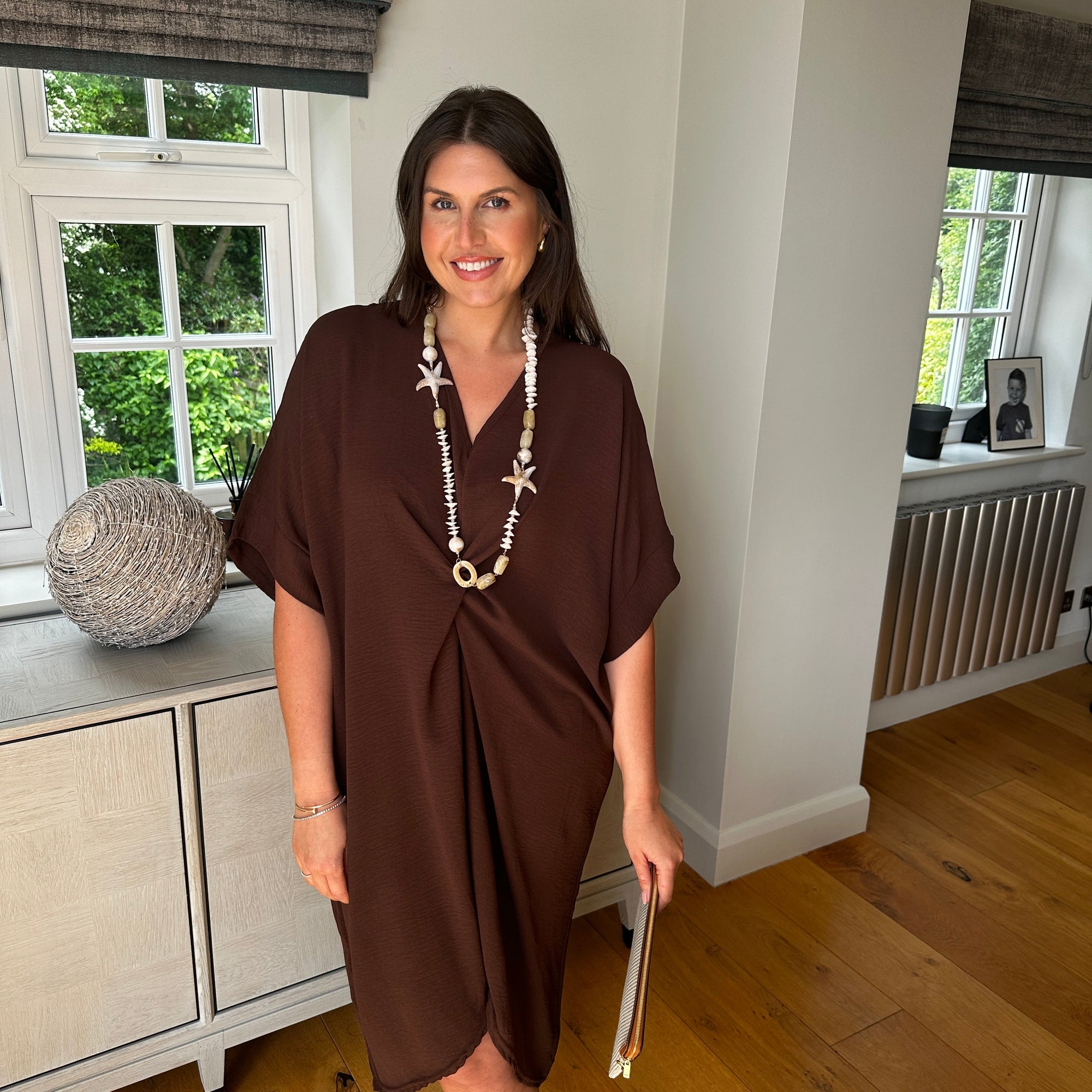 Knot-Waist Dress with Asymmetrical Hem