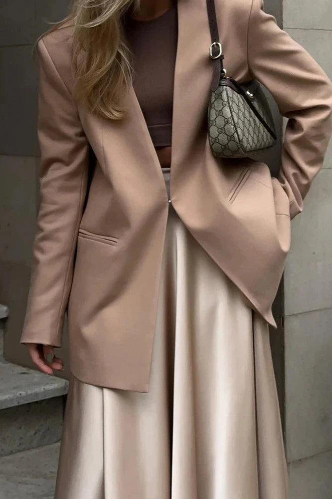 High-Waisted Drape Maxi Skirt